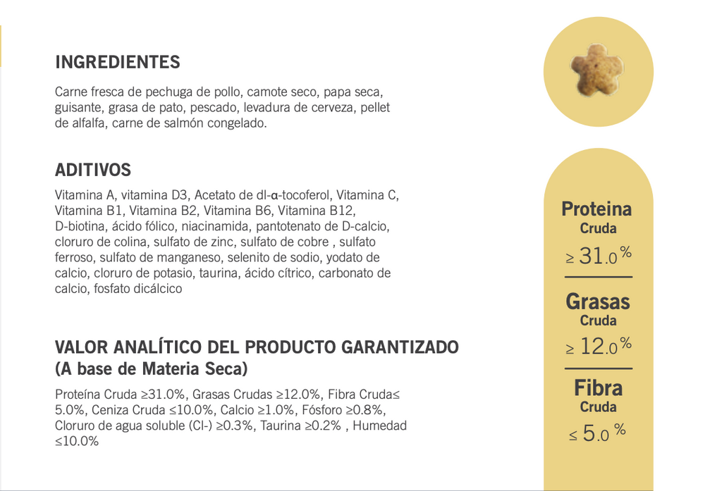 Ingredientes de Alimento Completo Sin Cereales para Gatitos (con cubitos de carne real visibles)