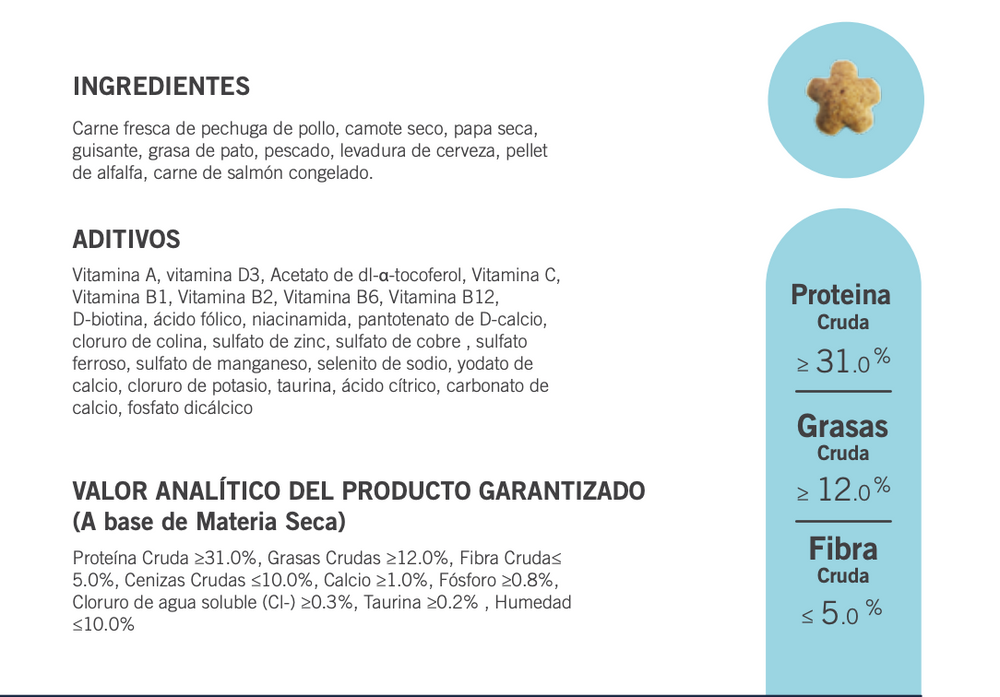 Ingredientes de Comida completa sin cereales para gatos de todas las edades (mezcla de cubitos de carne real visible)