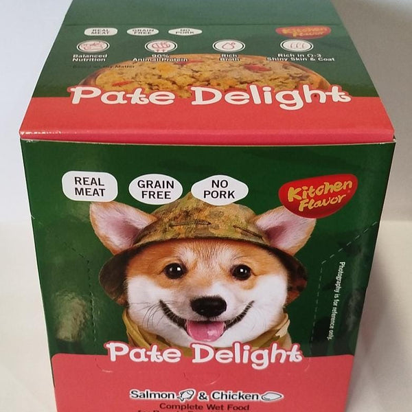 Pate Delight Salmón Alimento Húmedo Completo para Perros para Todas Las Edades | 24 unidades (90g c/u)