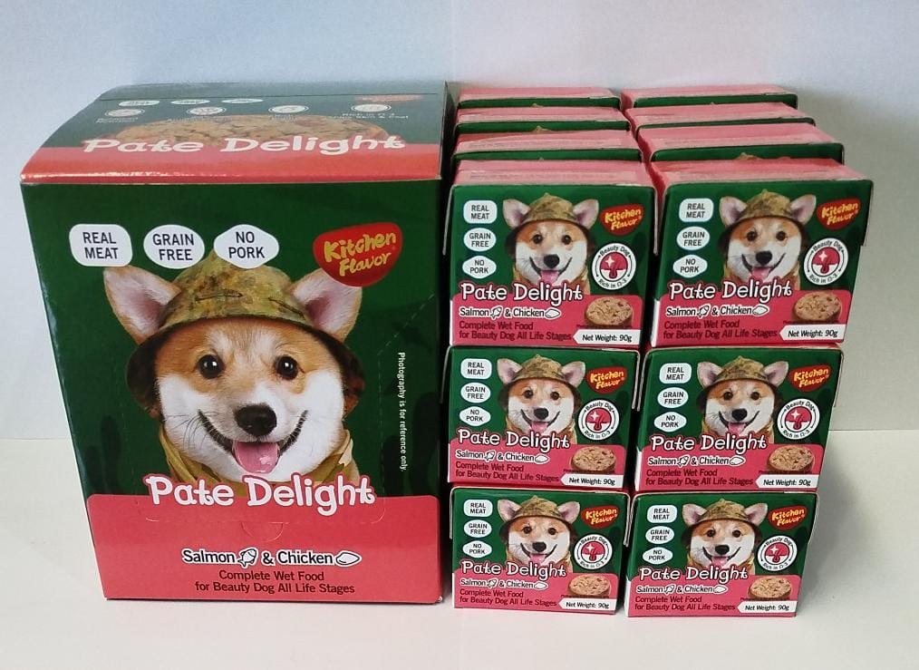Pate Delight Salmón Alimento Húmedo Completo para Perros para Todas Las Edades | 24 unidades (90g c/u)