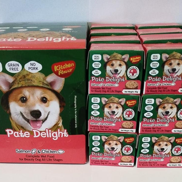 Pate Delight Salmón Alimento Húmedo Completo para Perros para Todas Las Edades | 24 unidades (90g c/u)